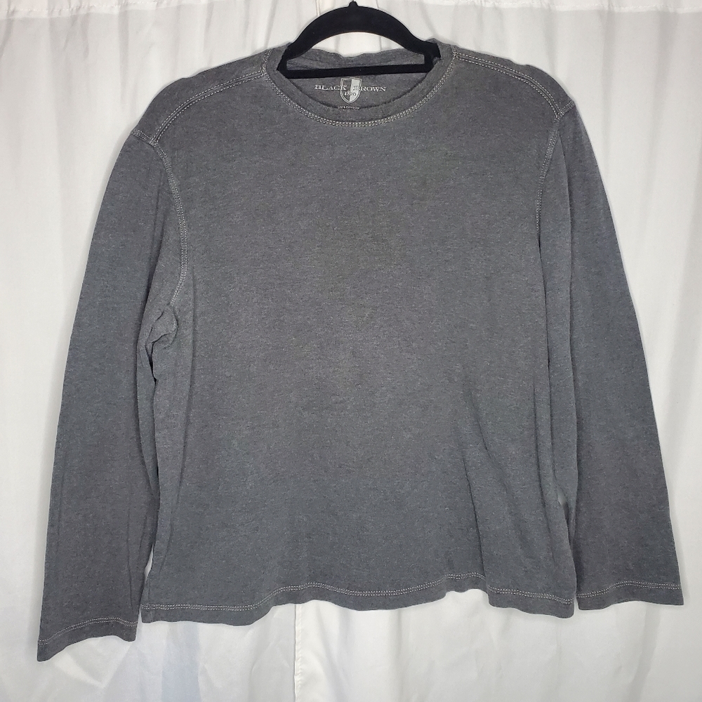 ♧ Black Brown 1826 Crew Neck Top Gray Brushed Cotton Size Small